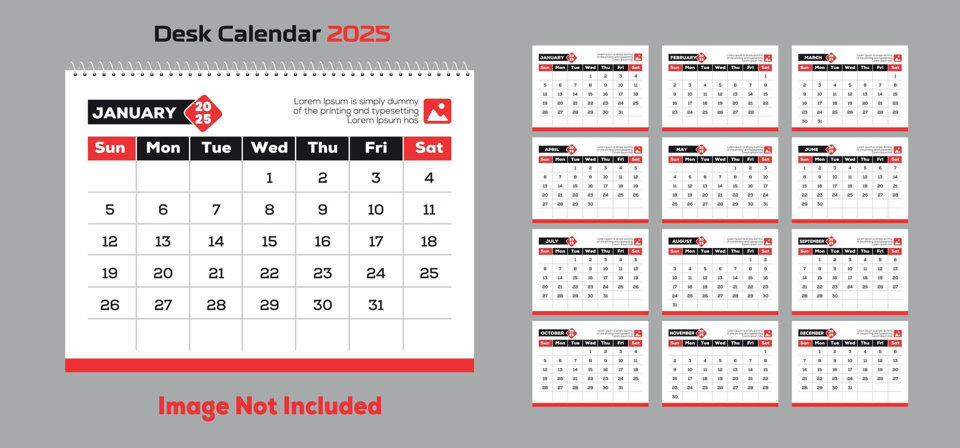 2025 Desk Calendar Template vector