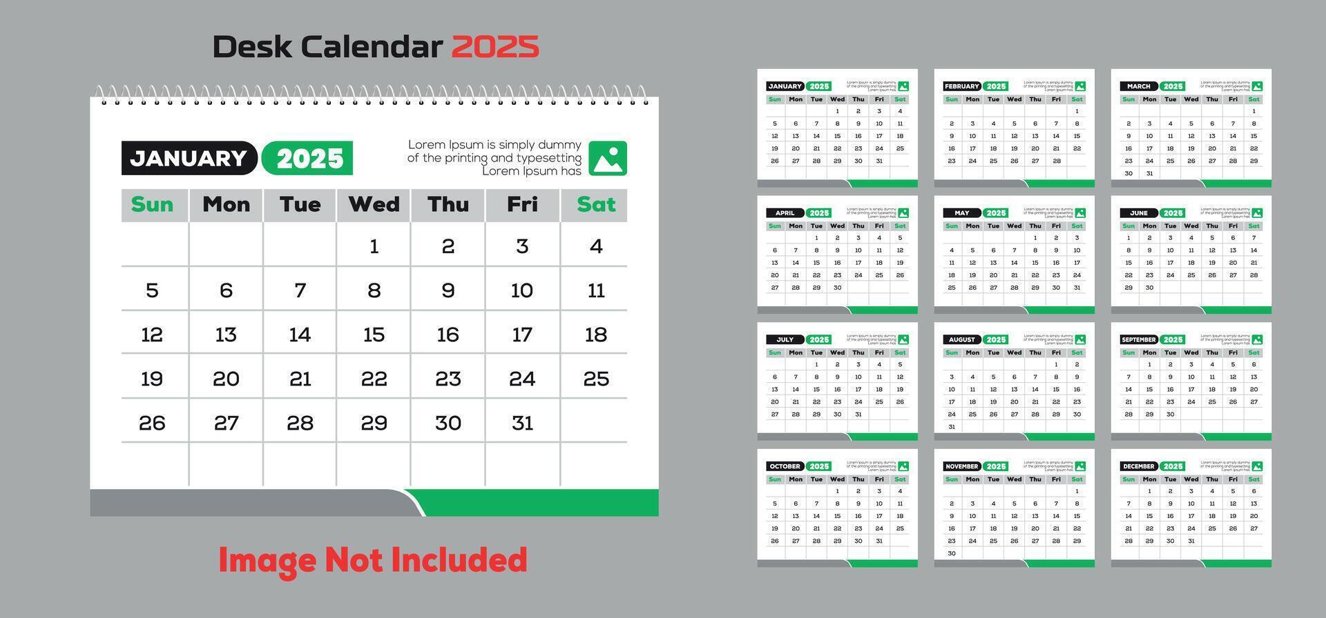 2025 Desk Calendar Template vector