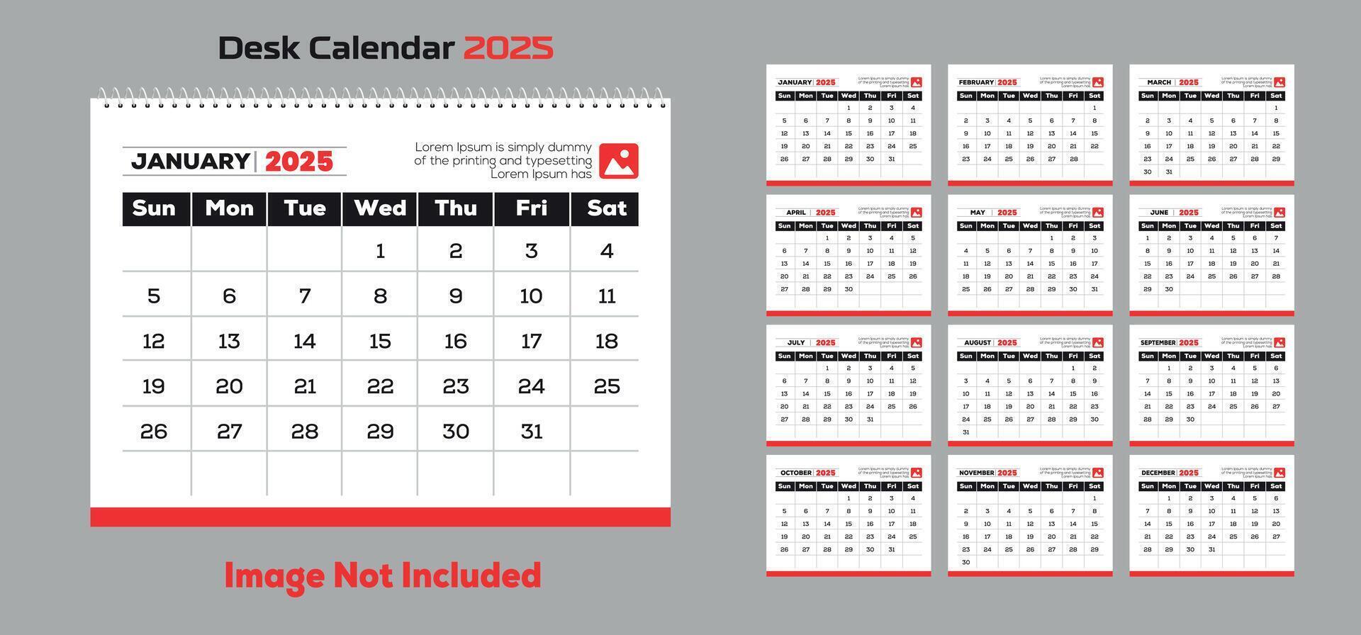 2025 Desk Calendar Template vector