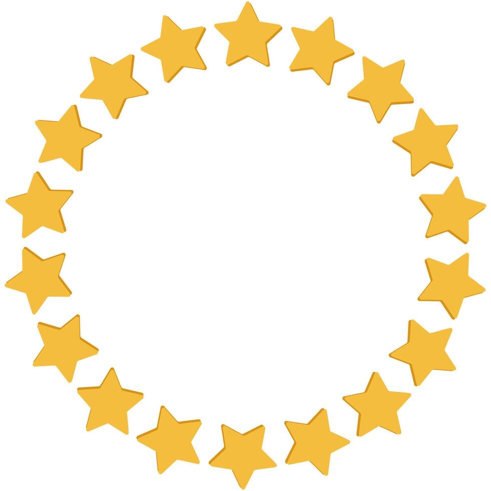 Circle with yellow stars flat illustration isolated on white background. vector
