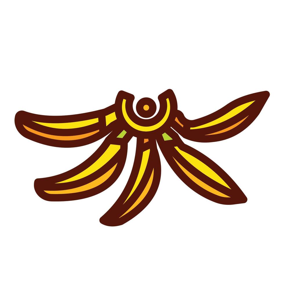 Colored yellow banana fruit group icon illustration with outline isolated on square white background. Simple flat cartoon styled healthy natural food drawing. vector
