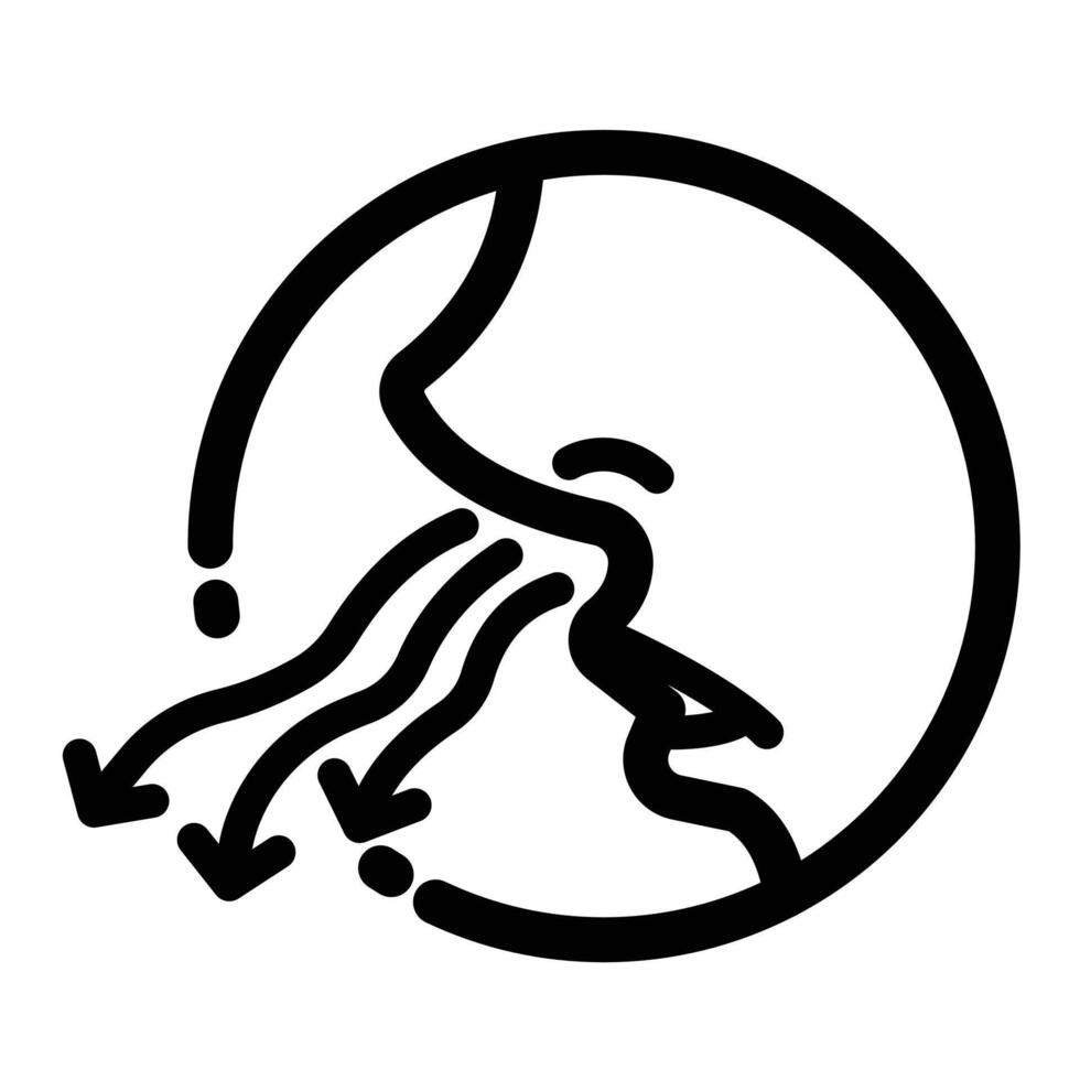 Side view nose breathing out fresh air. Human sigh or letting out air icon illustration outline isolated on square white background. Simple flat sign drawing with cartoon black and white art style. vector
