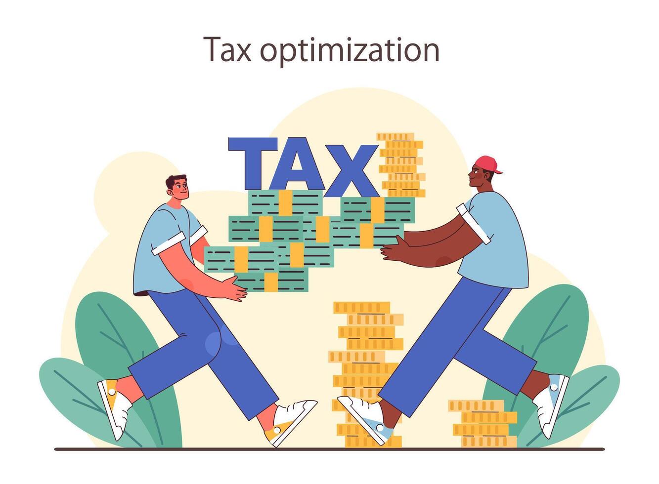 Tax optimization. Financial efficiency, budgeting and economy idea vector