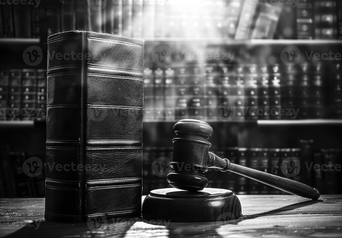 Judge's Gavel and Legal Book in Law Library photo