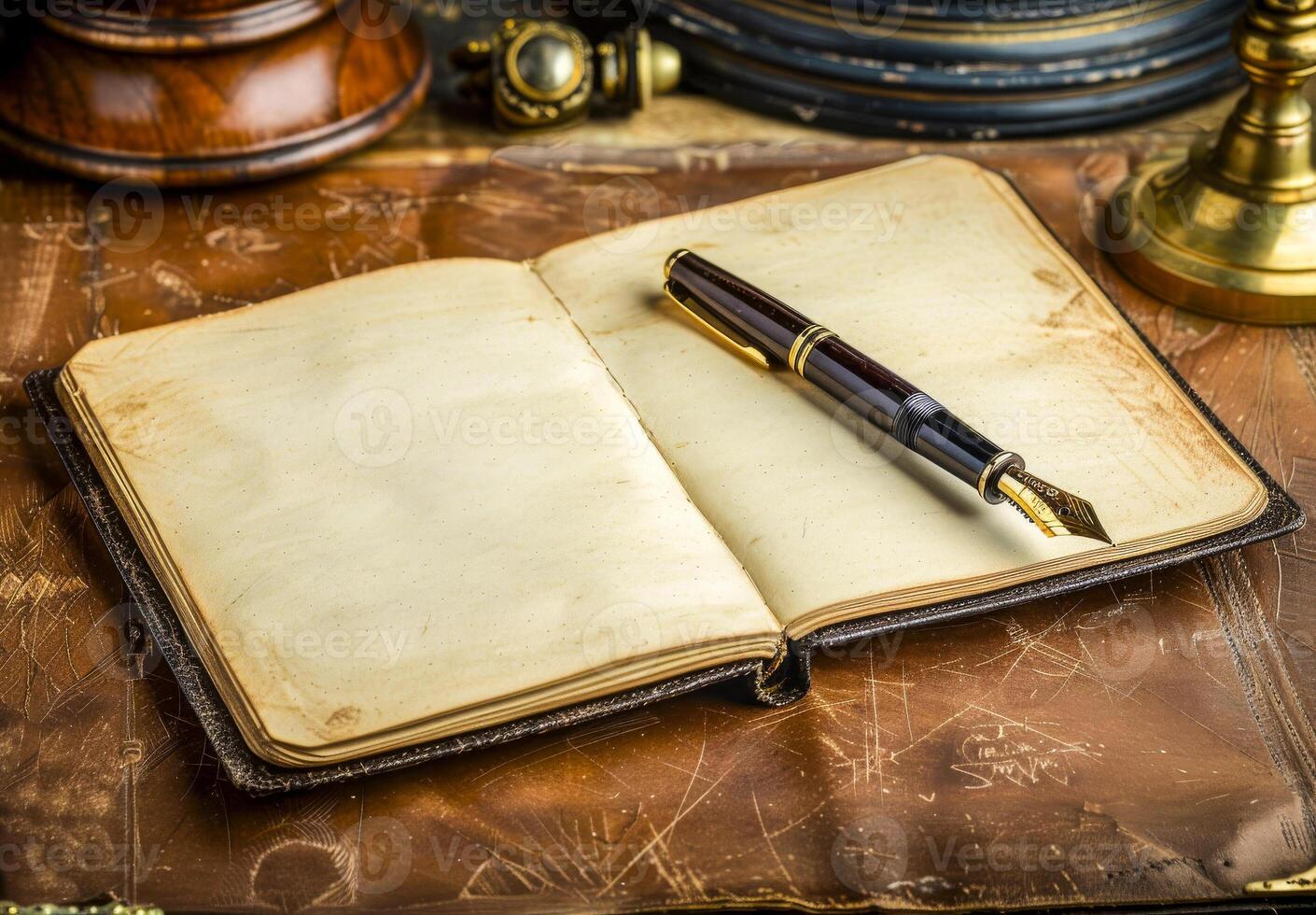 Vintage Journal with Elegant Fountain Pen photo
