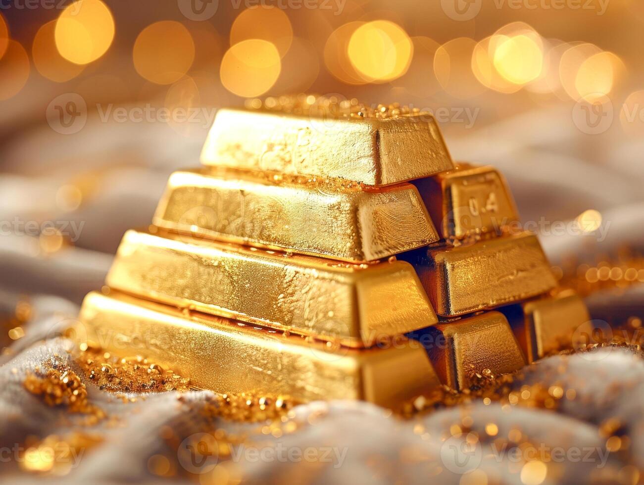 Stack of Gold Bars Glowing Warmly photo