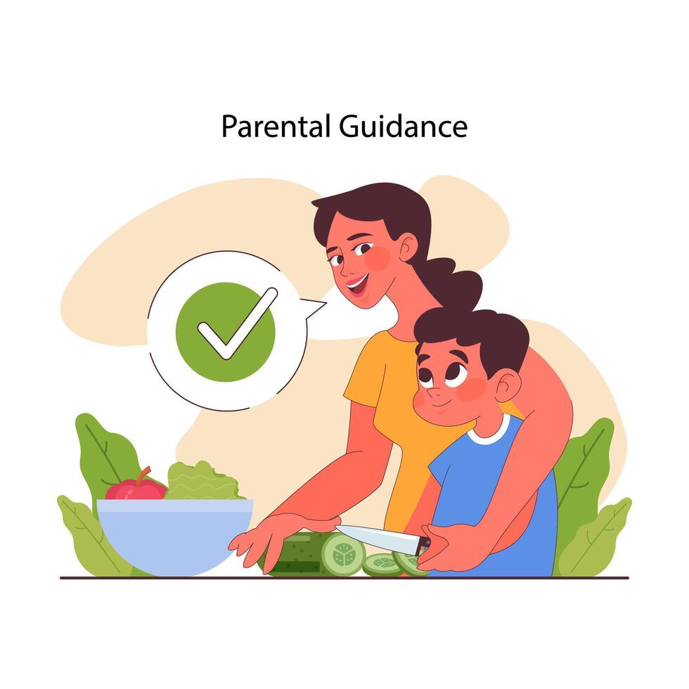 Child doing household chores. Formation of your child's responsibility. vector