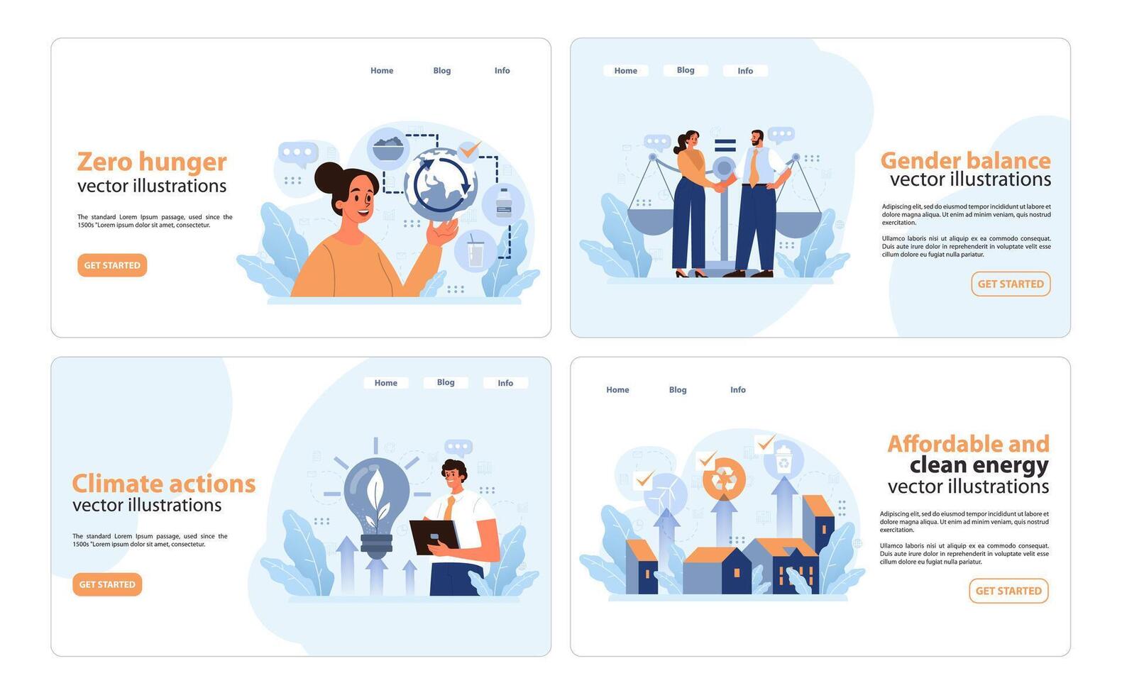 SDG or sustainable development goals web banner or landing page vector