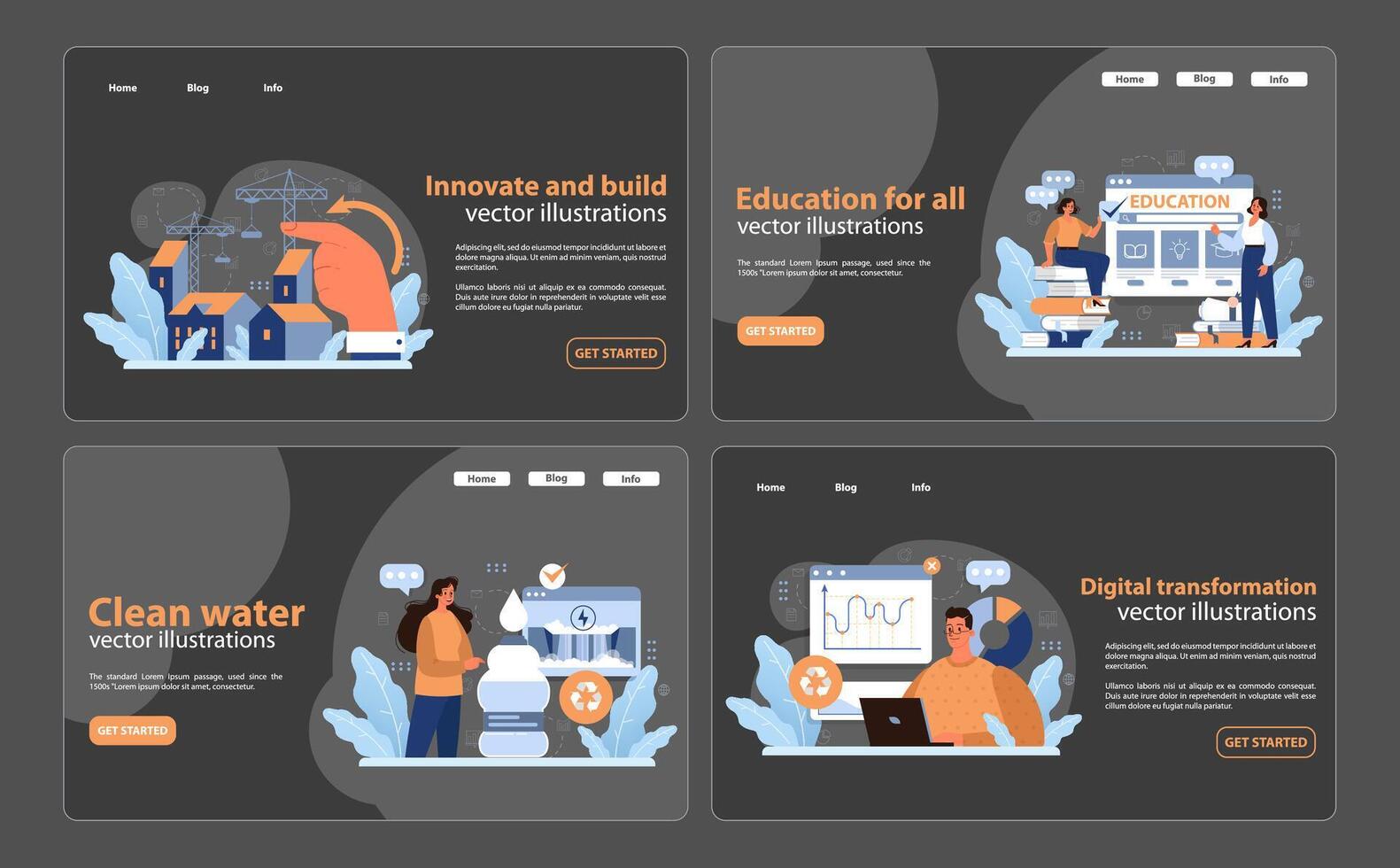 SDG or sustainable development goals night or dark mode web banner vector