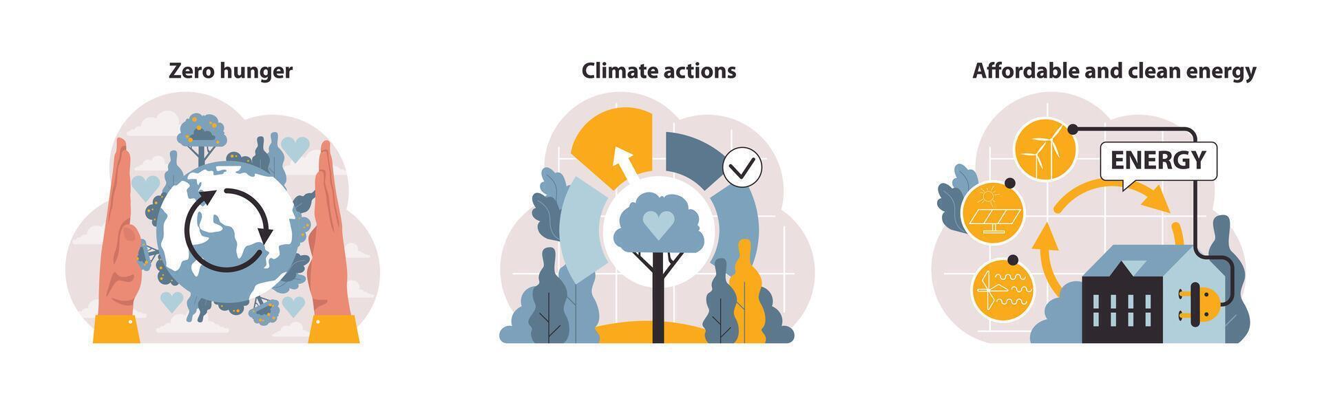 SDG or sustainable development goals set. Global target for better vector