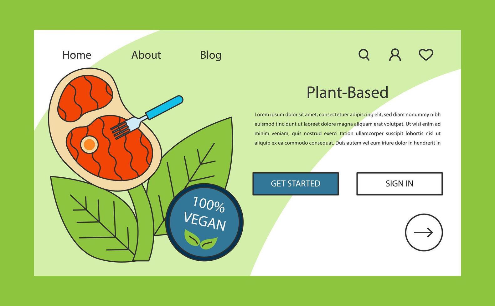 World vegan day web banner or landing page. Go vegan. Meat substitutes vector