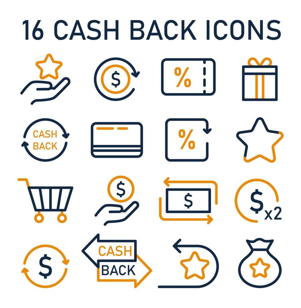 Loyalty program icons set. Rewards, offers, cashback and card points. vector