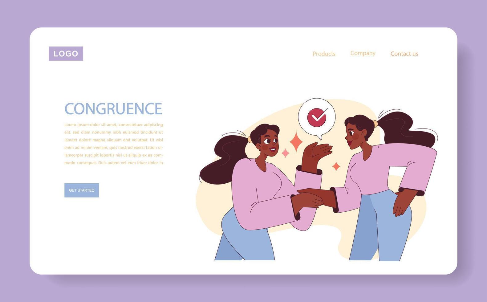 Authenticity web banner or landing page. Congruence and consistency vector