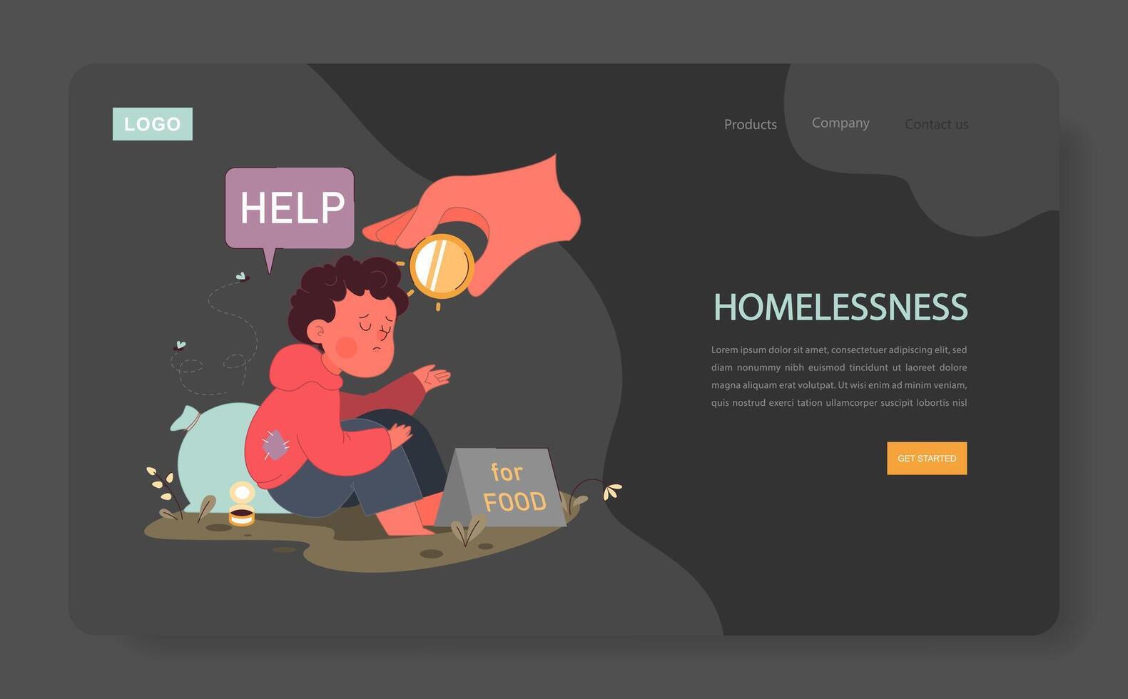 Poor homeless little boy asking for money. Orphan or neglected child vector