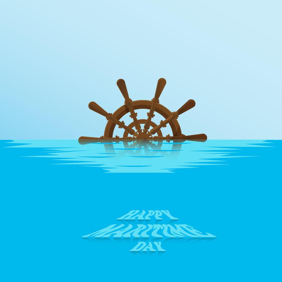 Illustration world maritime day with copyspace area vector