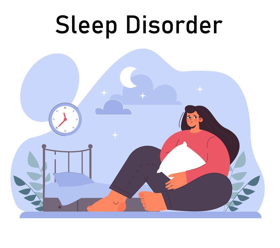 Anxiety. Character mental health issues. Woman coping with psychological vector