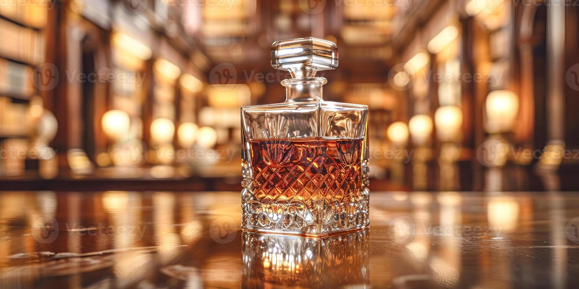 Elegant Whiskey Decanter in Classic Library Setting photo