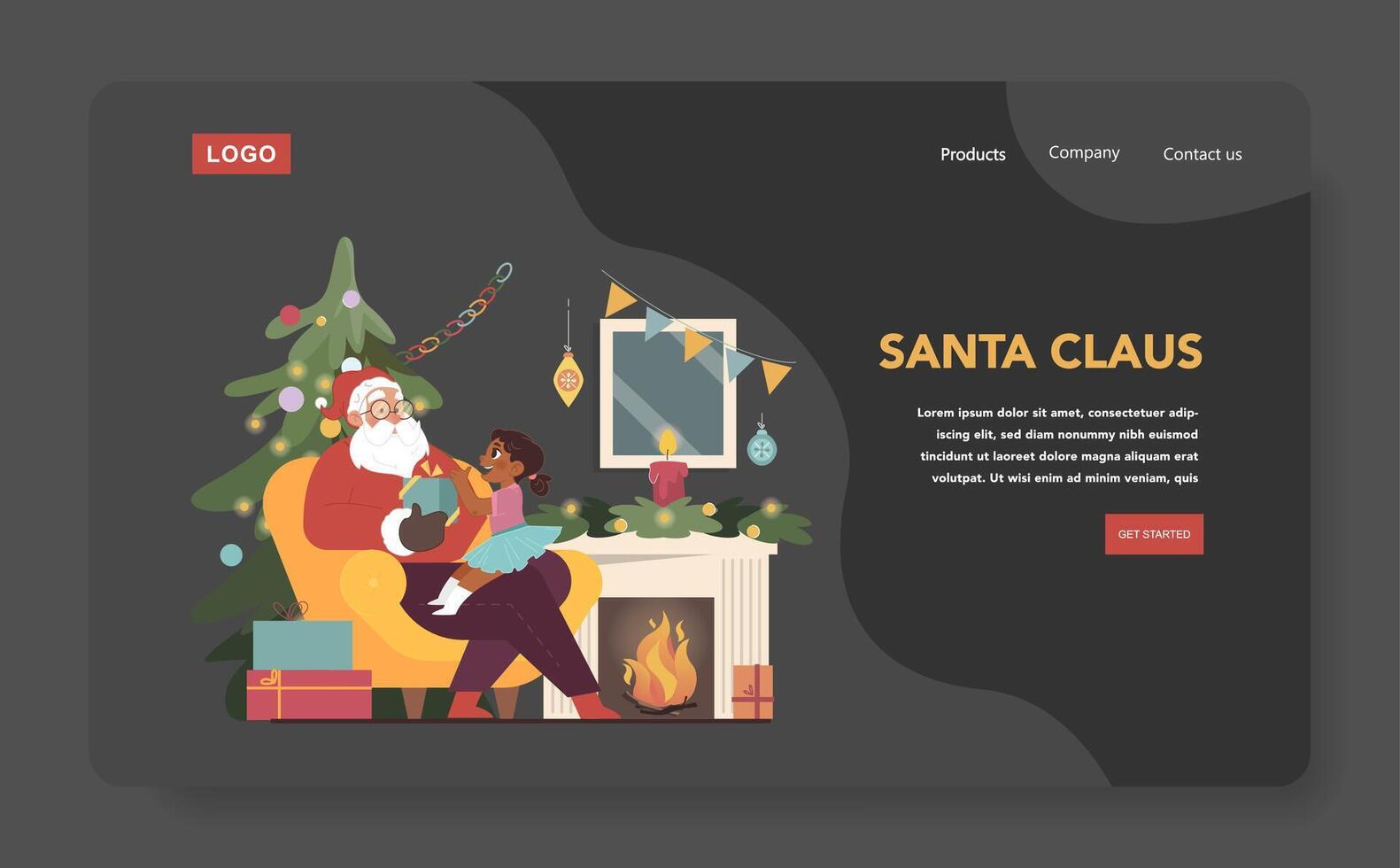 Christmas celebration dark mode or night mode web banner or landing vector