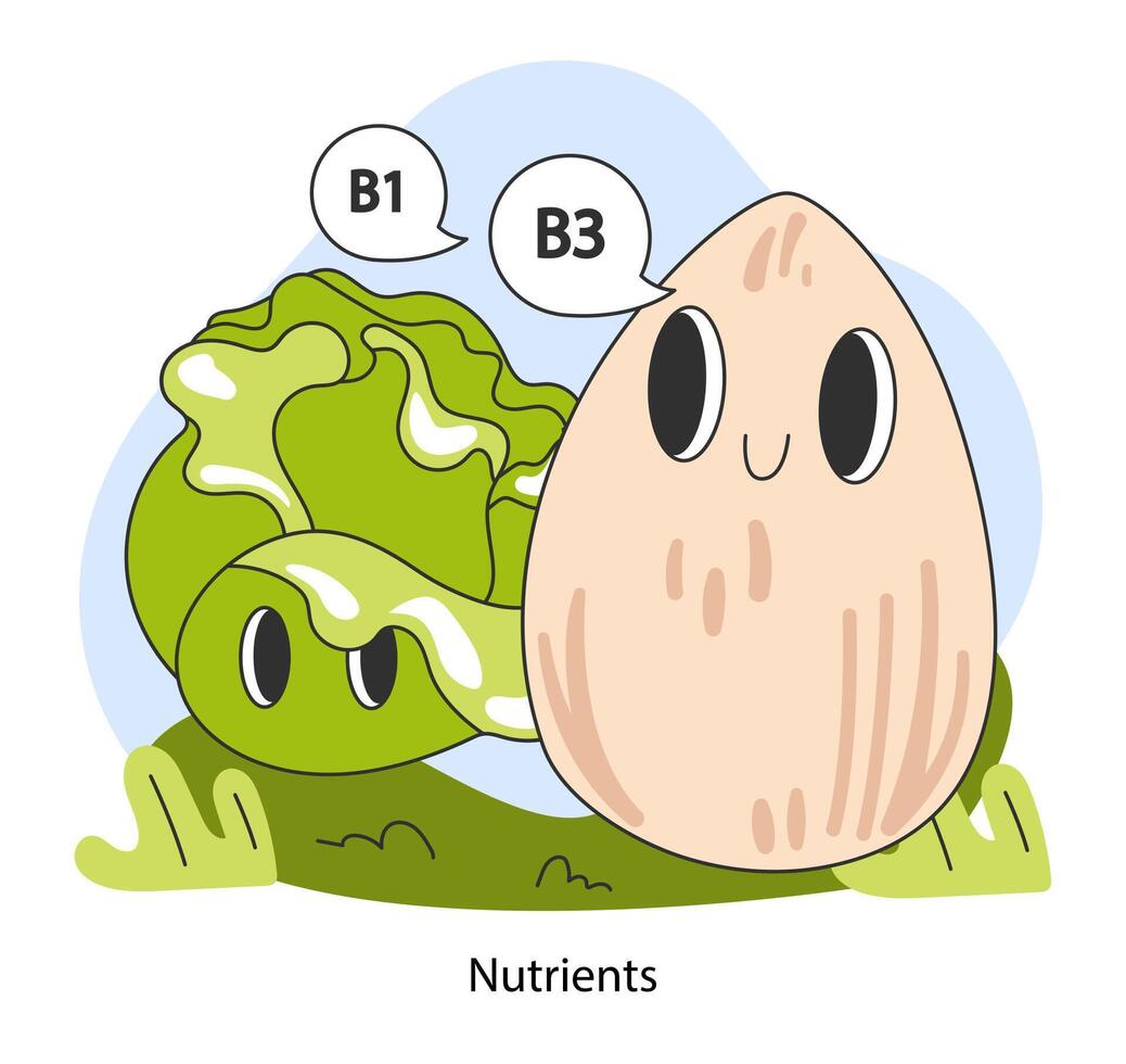 Vegan food, balanced nutritions and vitamins. World vegan day. vector