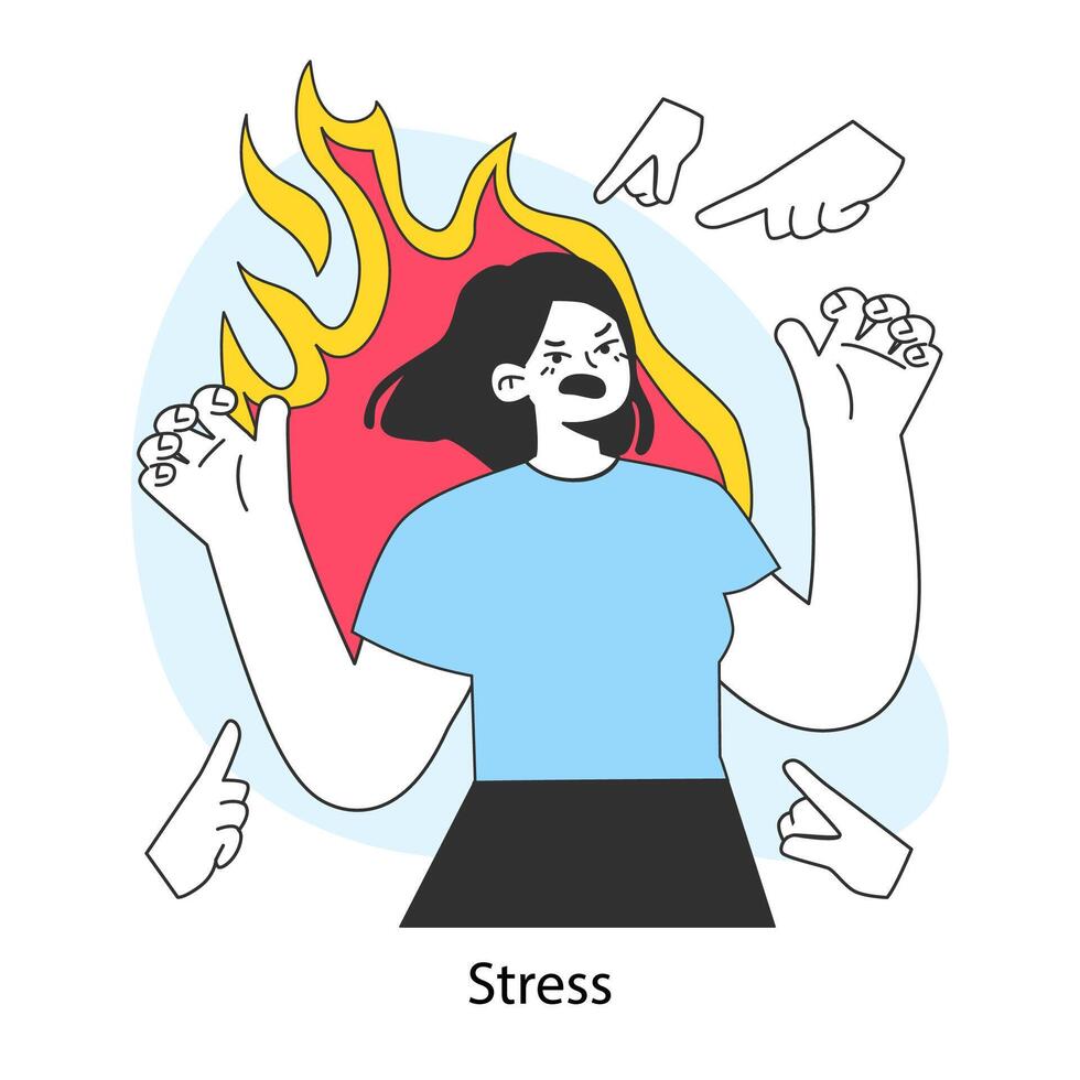Neurosis. Chronic stress and anxiety mental disorder. Stressed angry vector