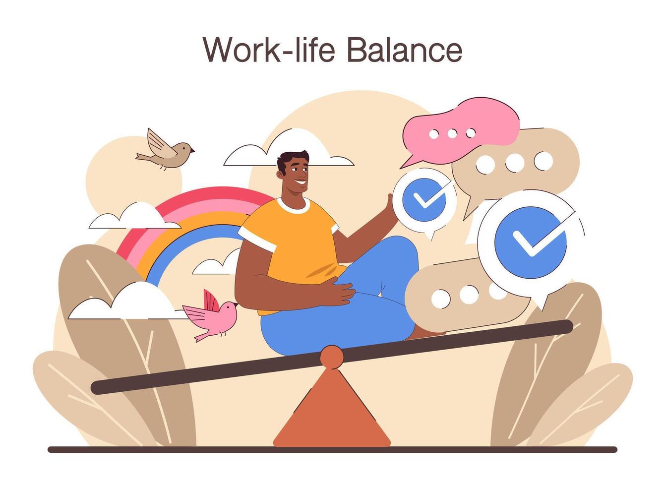 Digital multitasking. Effective and competent office worker media vector