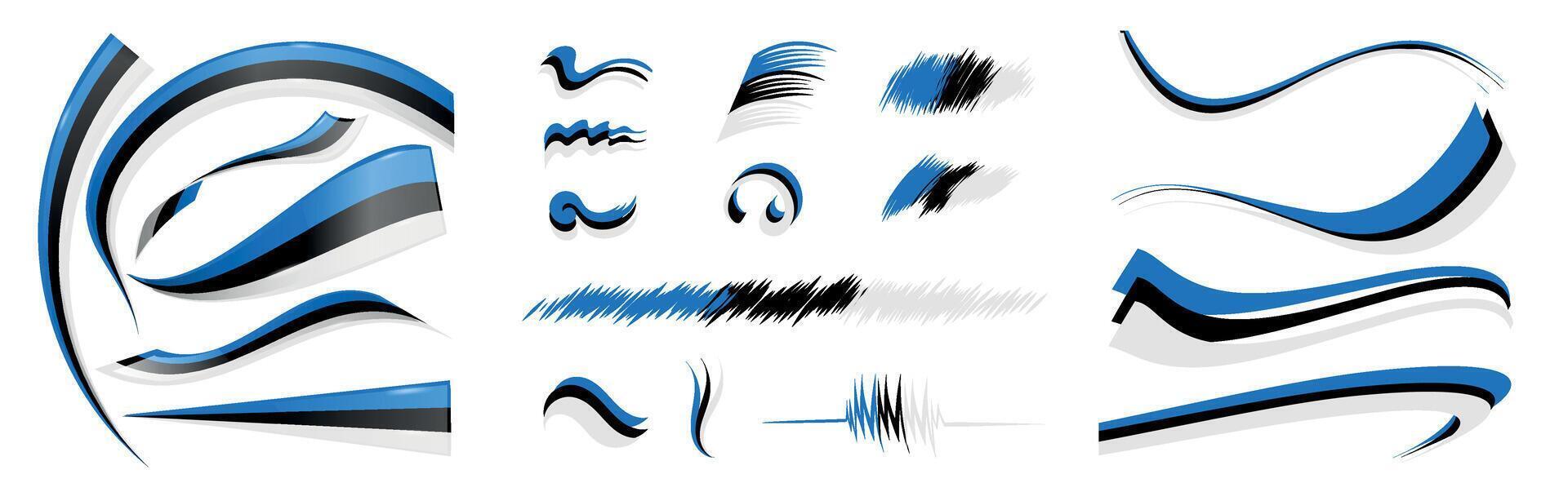 Estonia flag set elements, illustration on a white background vector