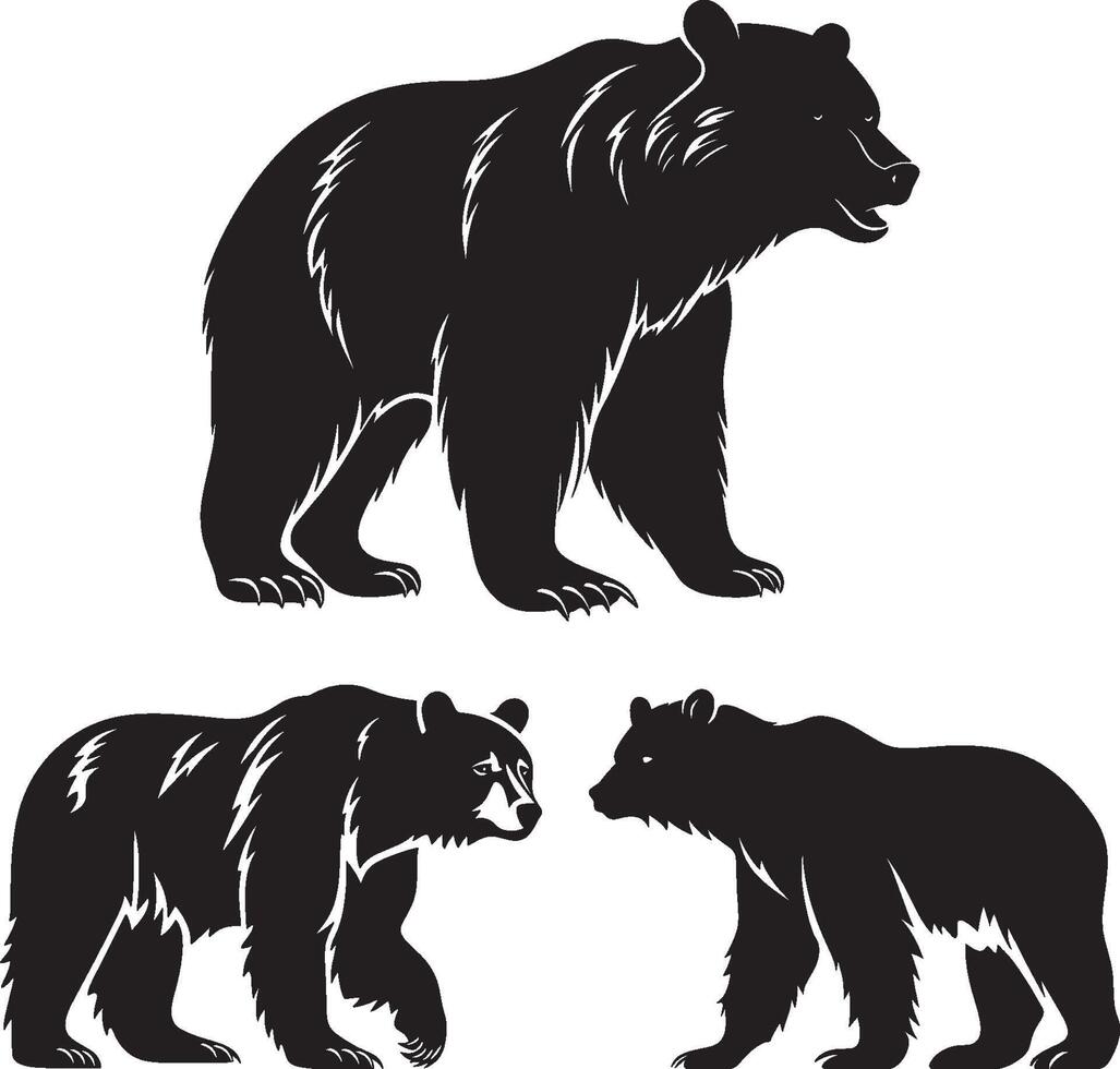 Bear Logo silhouette Set, Bear Icon Set Design vector