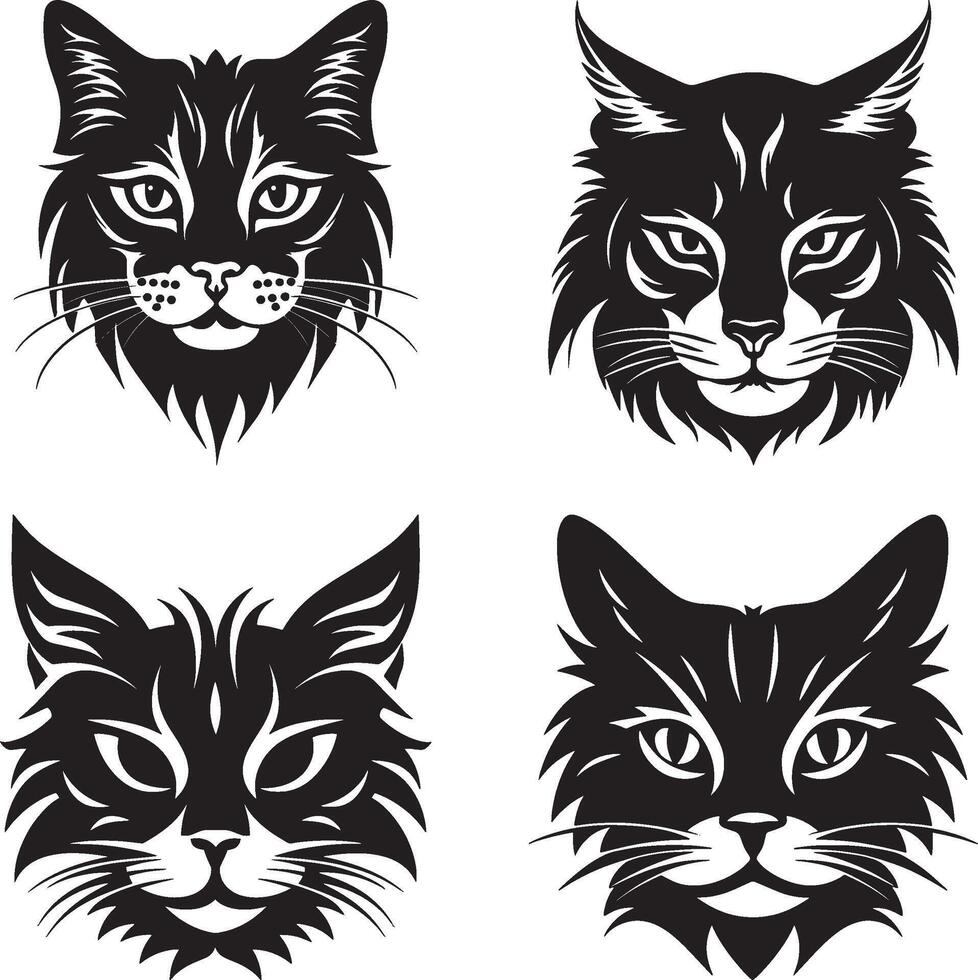 Cat Logo silhouette Set, Cat Icon Set Design vector