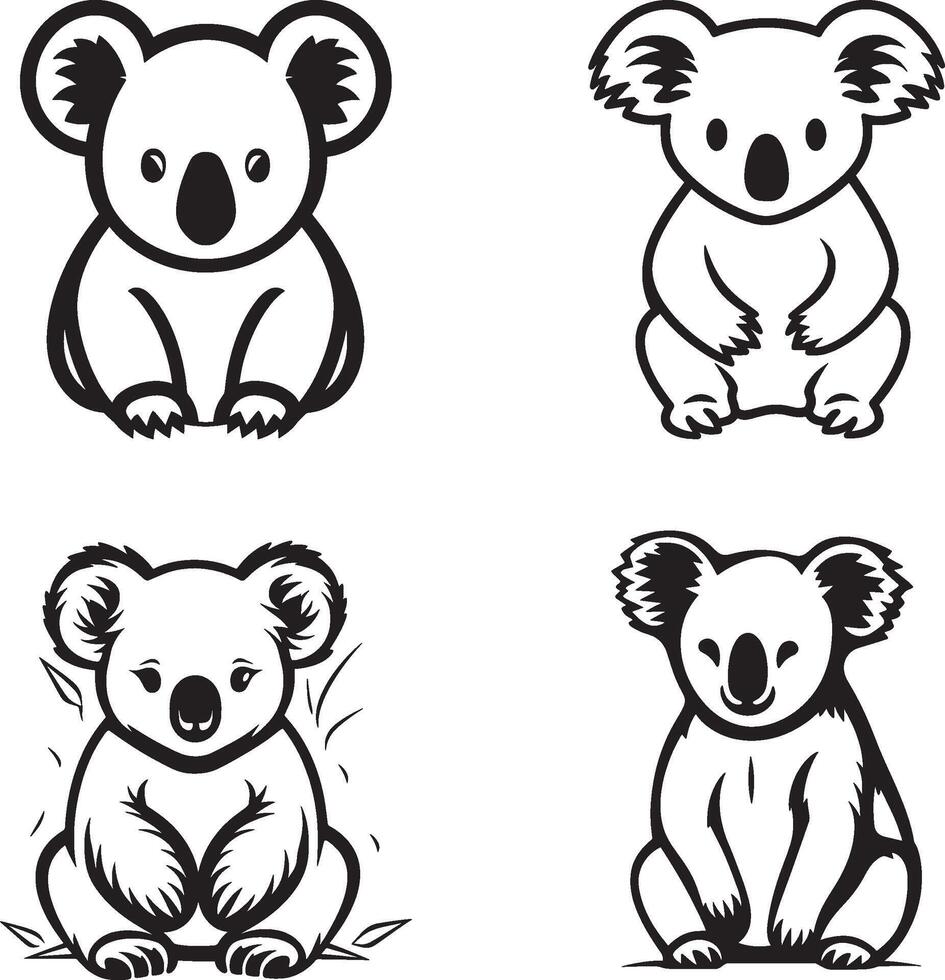 Koala Logo silhouette Set, Koala Icon Set Design vector