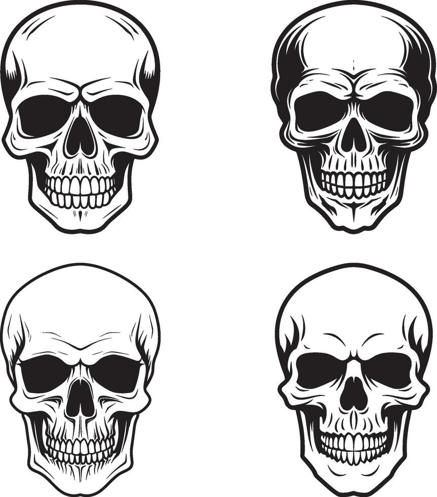 Skull Logo silhouette Set, Skull Icon Set Design vector