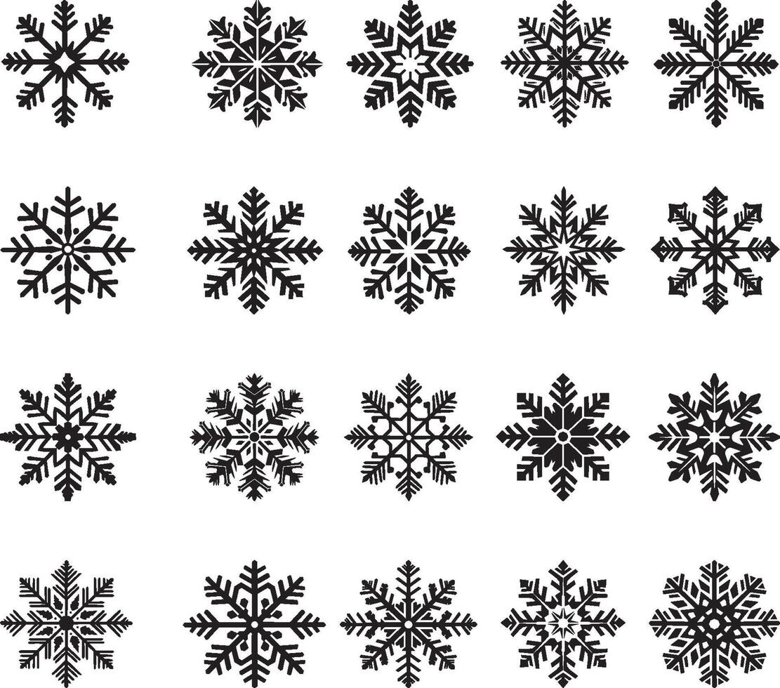 Snow Flake Logo silhouette Set, Snow Flake Icon Set Design vector