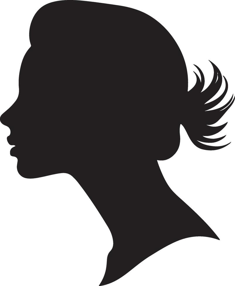 Female Head Silhouette Illustration White Background vector