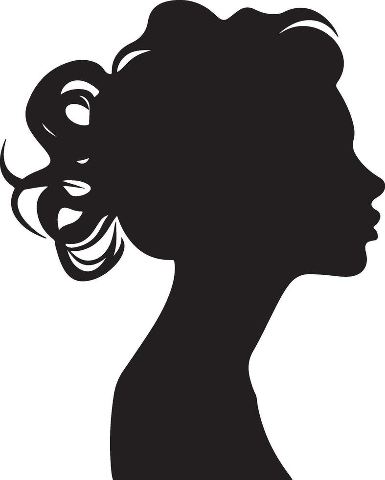 Female Head Silhouette Illustration White Background vector