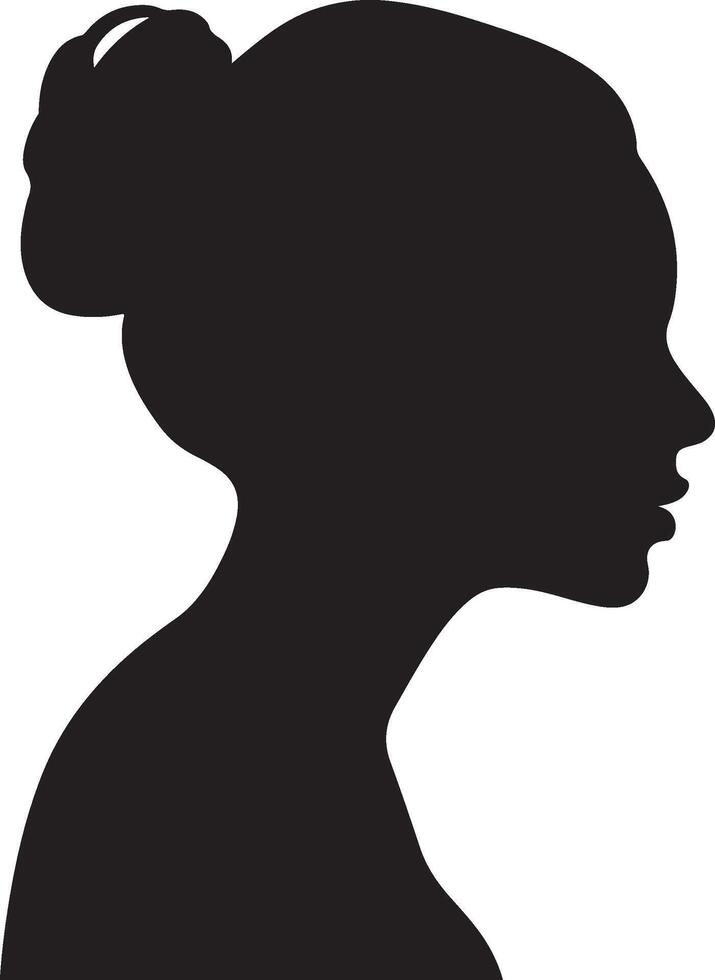 Female Head Silhouette Illustration White Background vector