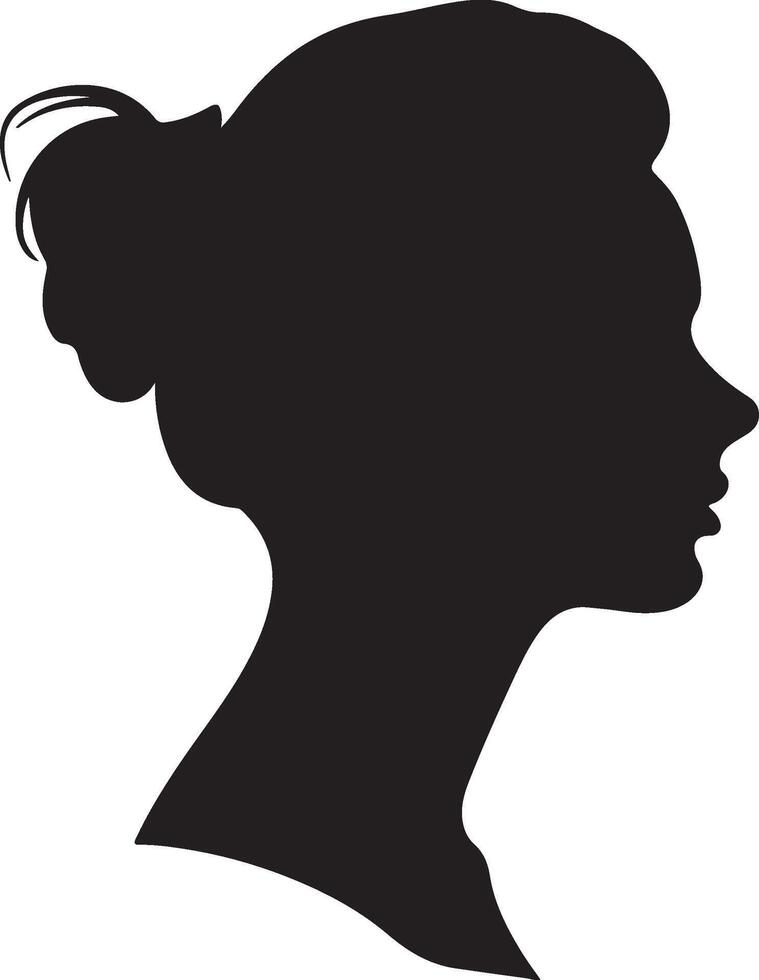 Female Head Silhouette Illustration White Background vector