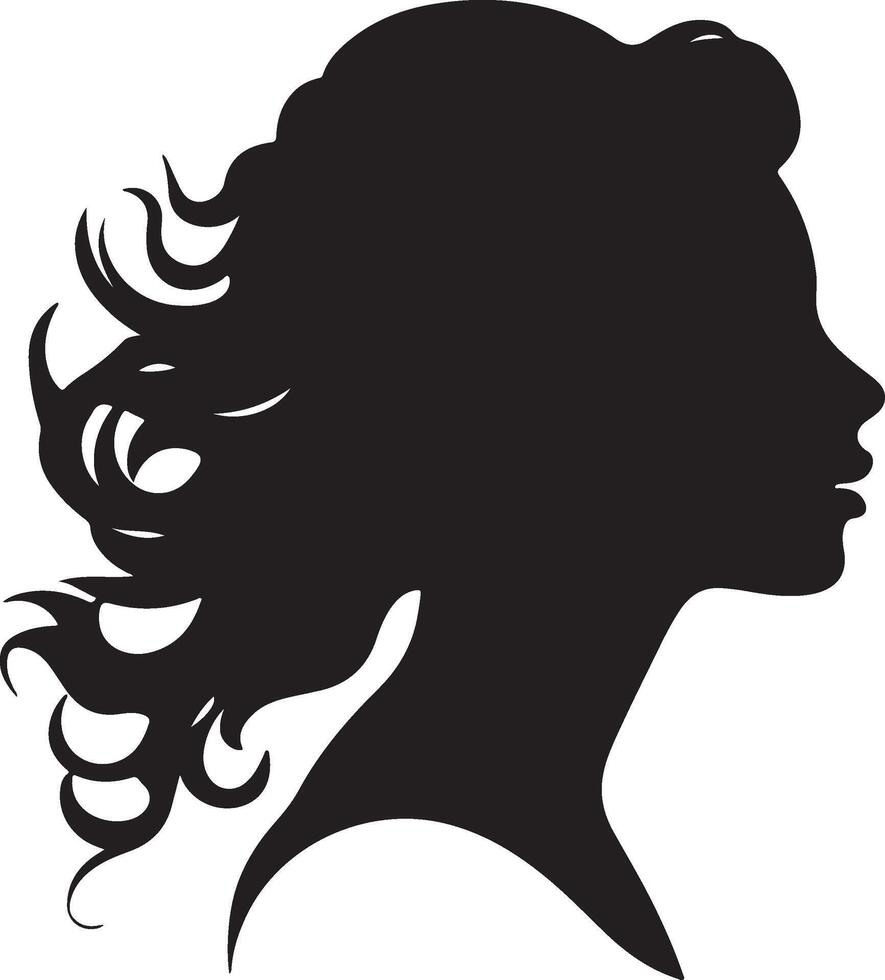 Female Head Silhouette Illustration White Background vector