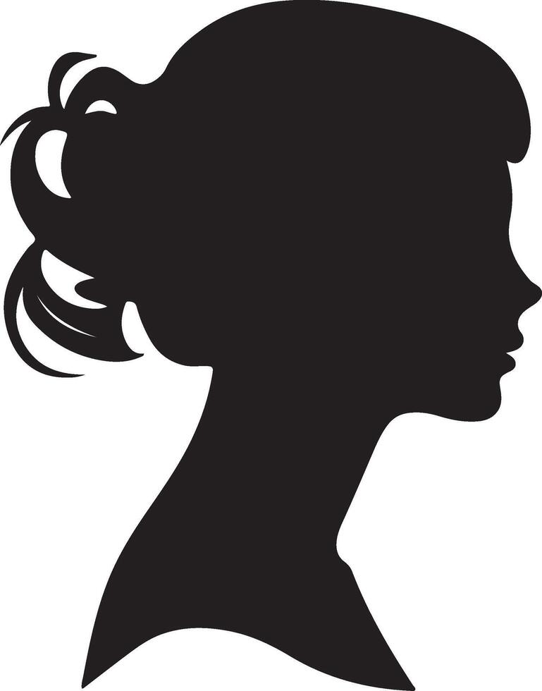 Female Head Silhouette Illustration White Background vector