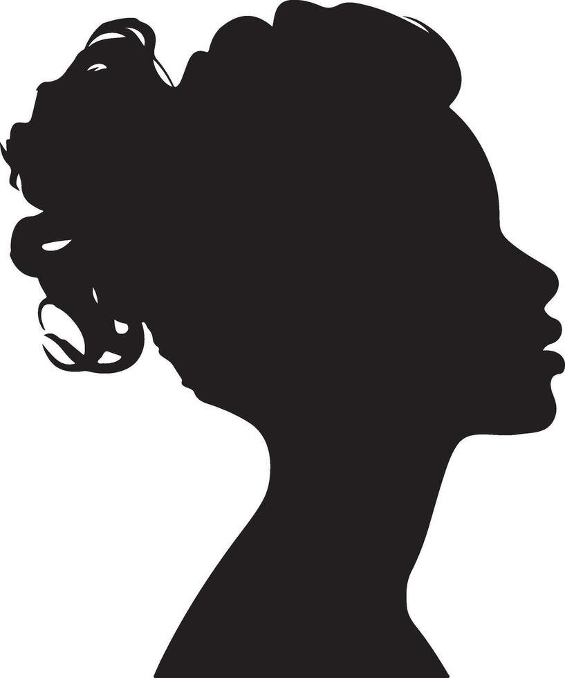 Female Head Silhouette Illustration White Background vector