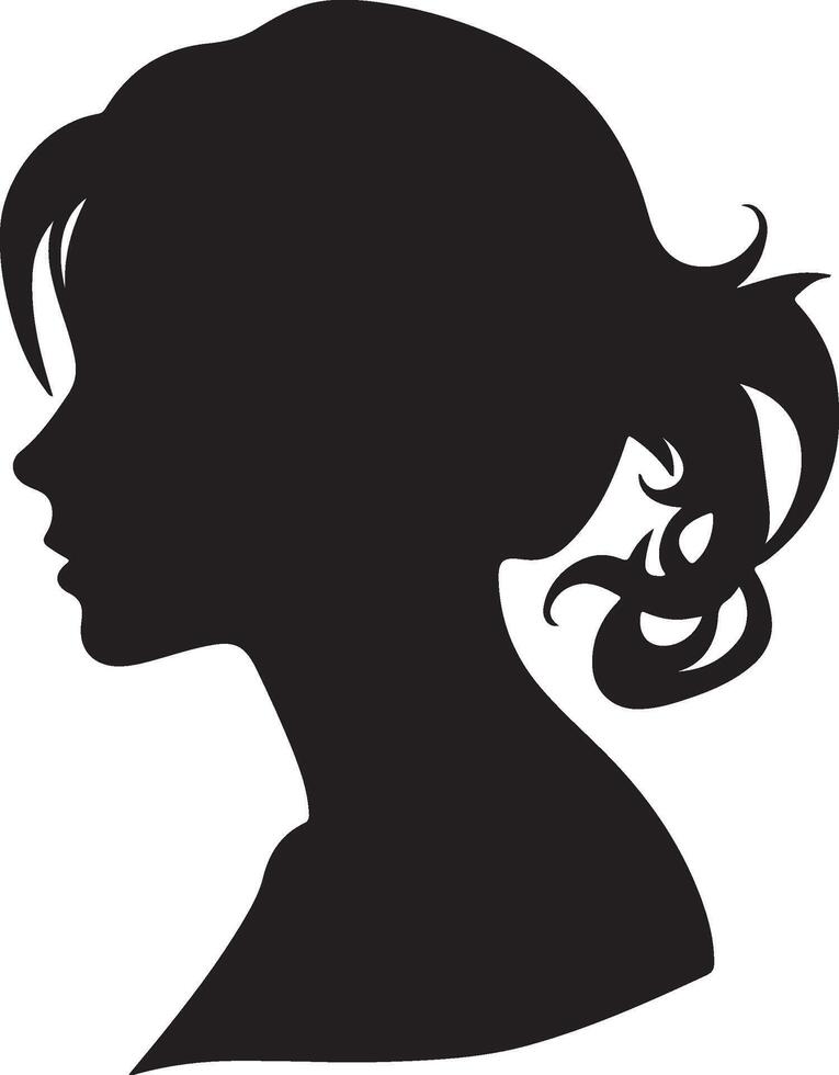 Female Head Silhouette Illustration White Background vector