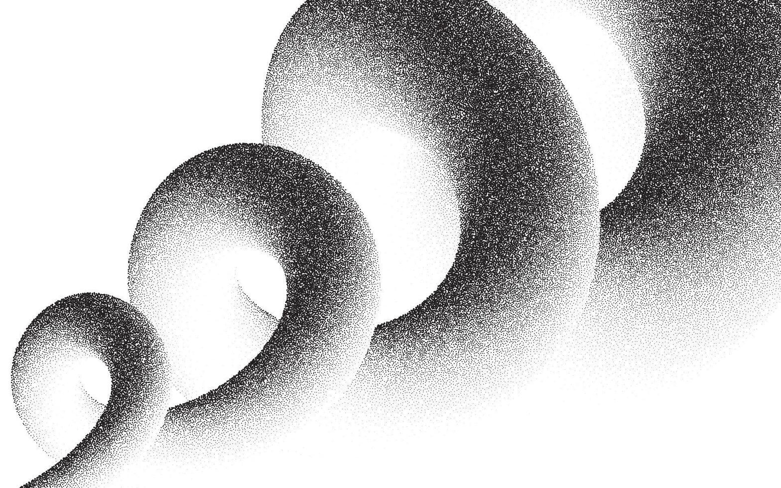 3d spiral stipple dots minimalist illustration background, noise swoosh and grainy silhouette texture vector