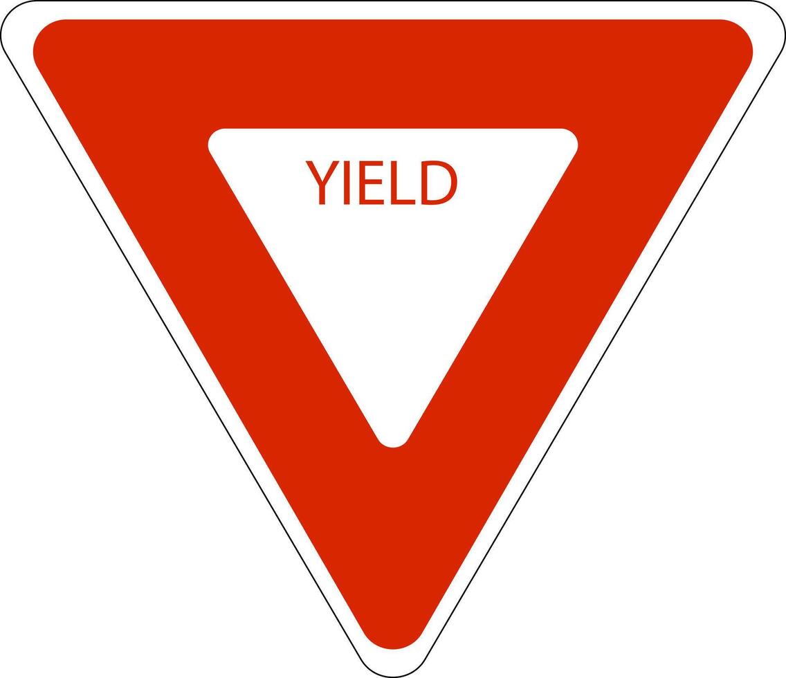 Sign yield. Sign give way. Reduce speed and give way to other vehicles. Caution, intersection. Diamond road sign. Rhombus road sign. Warning road sign. vector