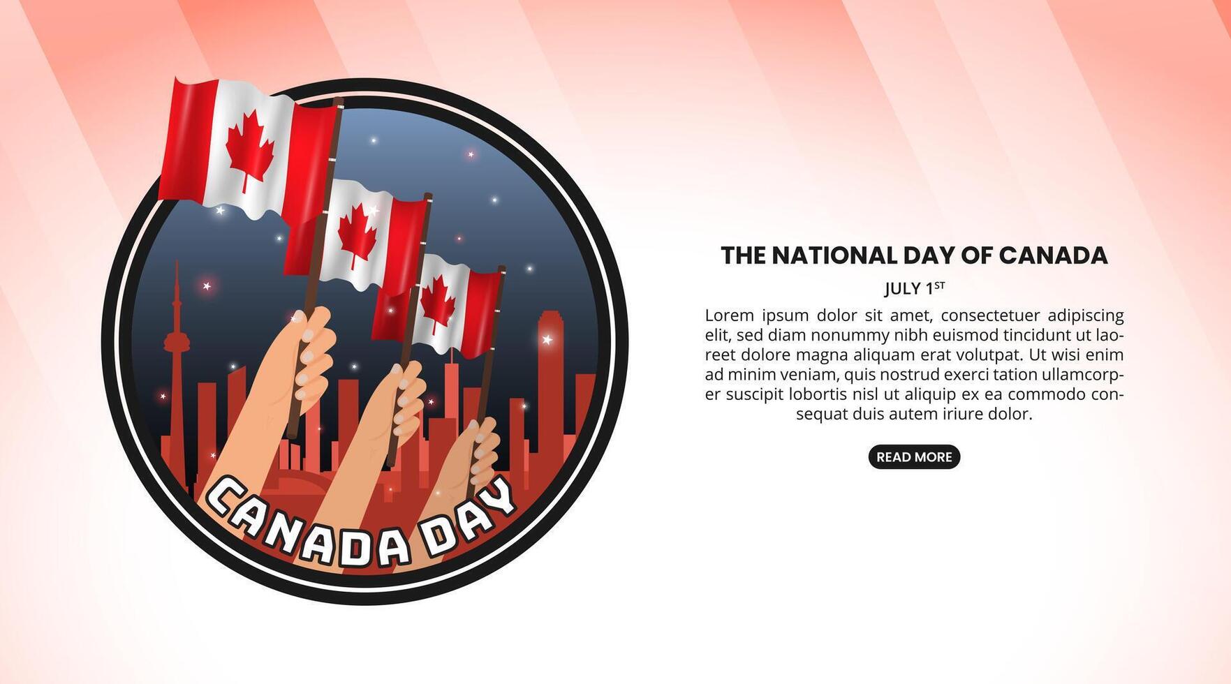 Canada Day background with waving flag and buildings vector
