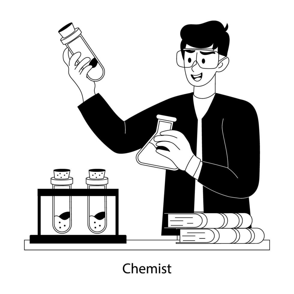 A customizable flat illustration of chemist vector