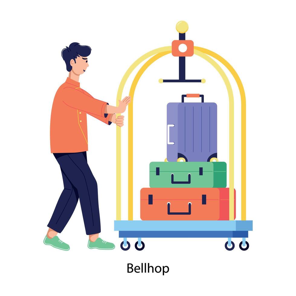 Premium flat style illustration of bellhop vector