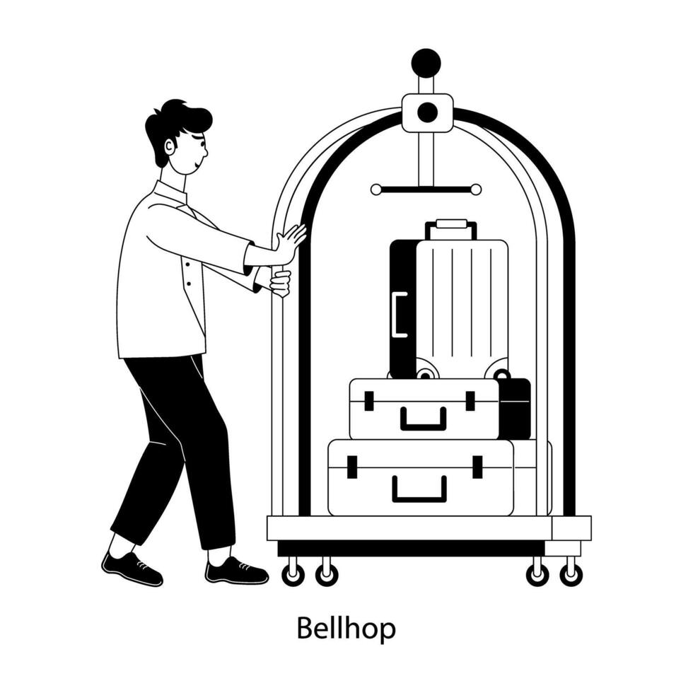 Premium flat style illustration of bellhop vector