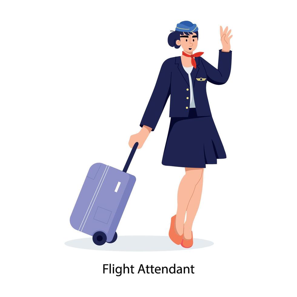 Modern flat illustration of flight attendant vector