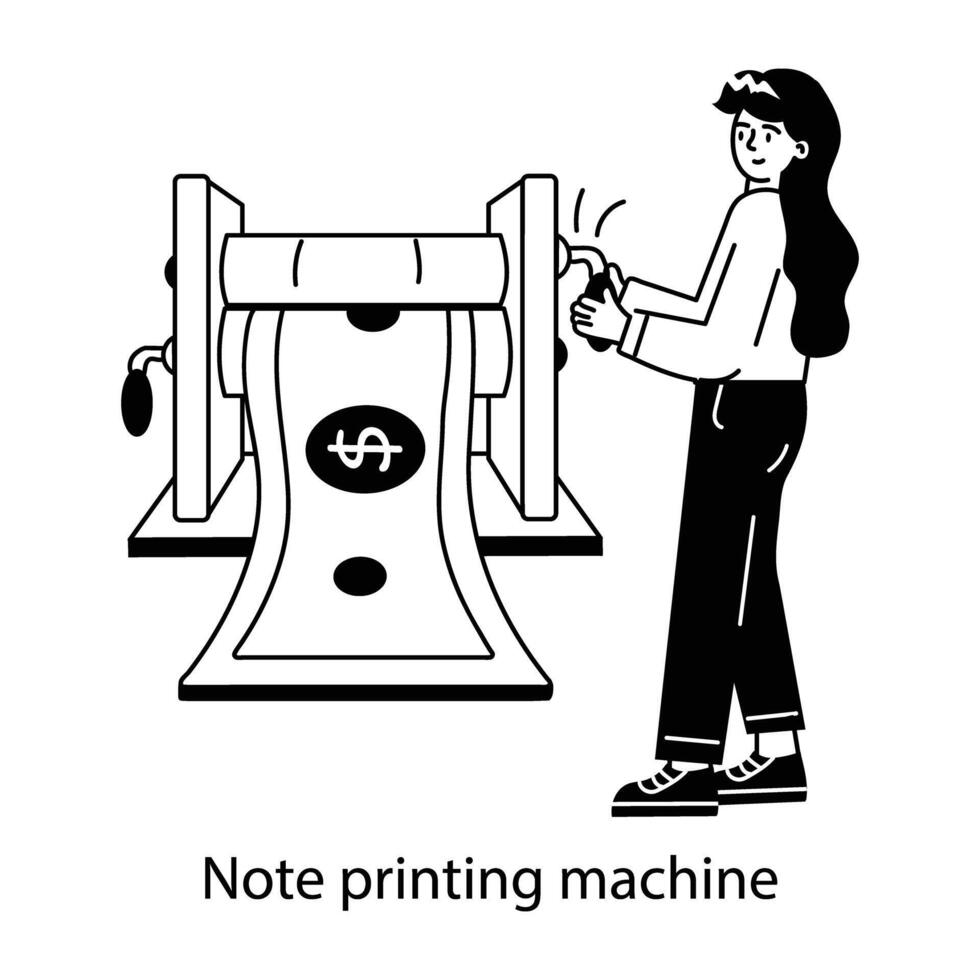 Premium hand drawn mini illustration of quantitative easing vector