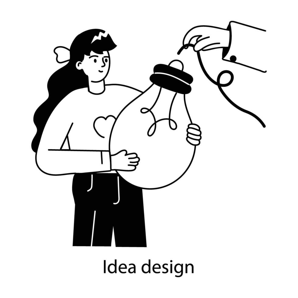 A hand drawn mini illustration of ideation vector