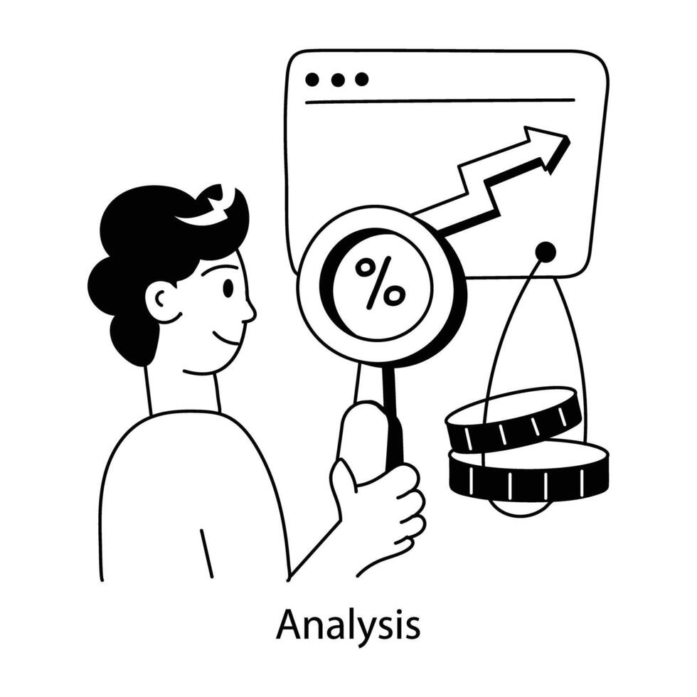 A captivating doodle mini illustration of analysis vector