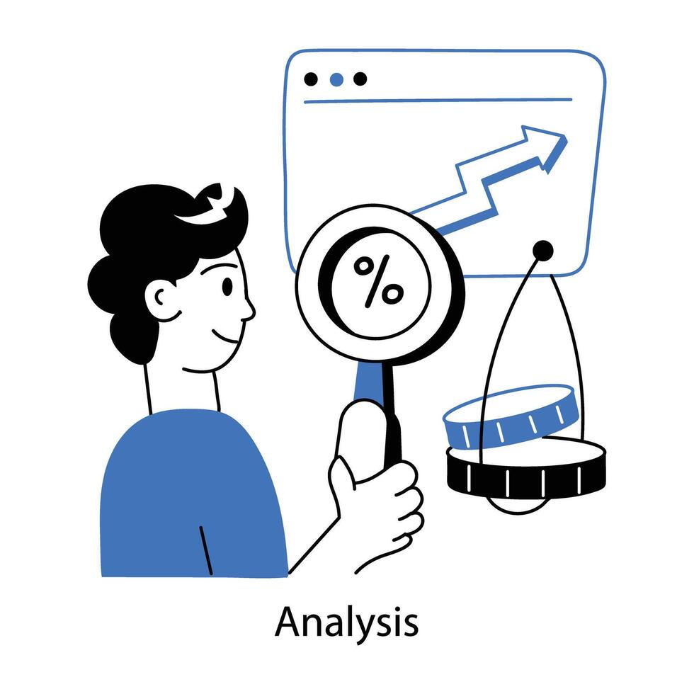 A captivating doodle mini illustration of analysis vector